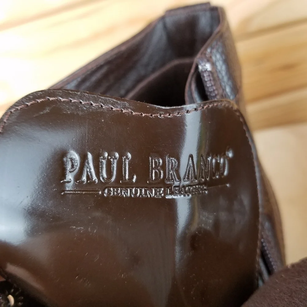 Men's 100% Genuine Leather Brown Ankle Boots by Paul Branco Side Zip Lace-up 11M